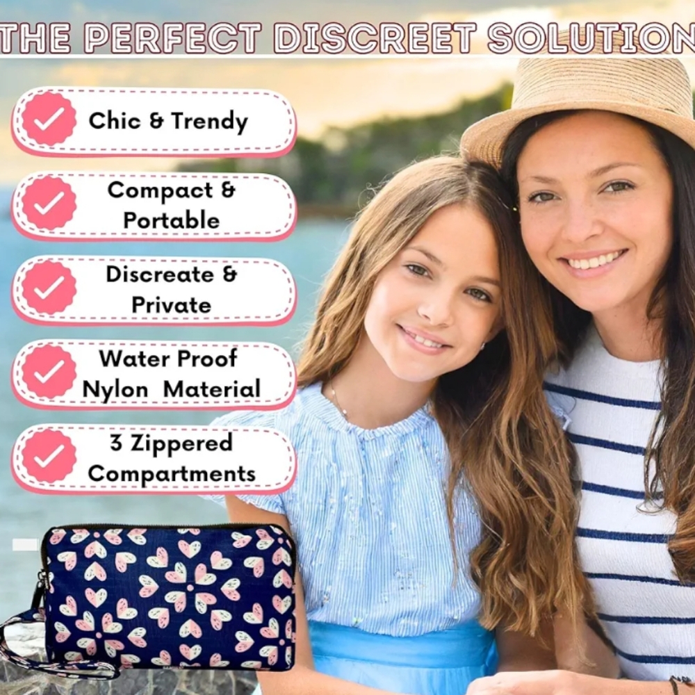 To Go Period Kit With Heart Pattern Pouch - Picture 5 of 8
